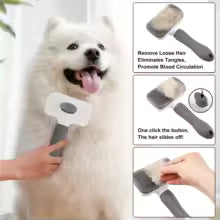 Easy-to-clean pet grooming brush, gentle deshedding massage comb with one-click hair removal, Pet grooming