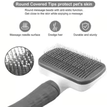 Easy-to-clean pet grooming brush, gentle deshedding massage comb with one-click hair removal, Pet grooming