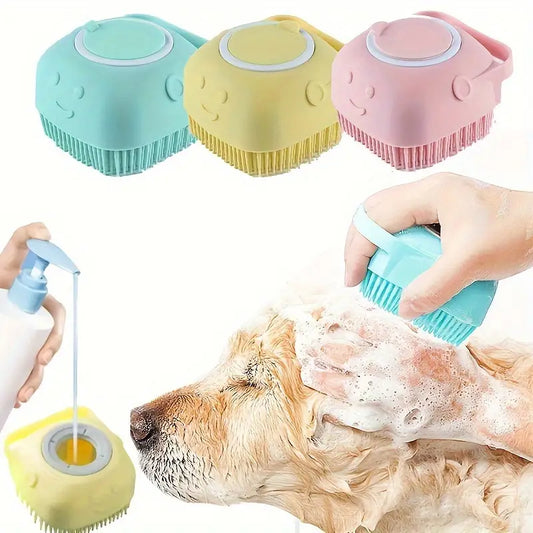Silicone Pet Grooming Brush with Massage Balls - 2-in-1 Bath & Massage Tool for Dogs and Cats - Gentle Silicone Material Pet Care Accessory